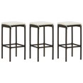 thumbnail image 1 of vidaXL Tabourets de Bar avec Coussins 3 Pcs Rotin Poly Brun, 1 of 5