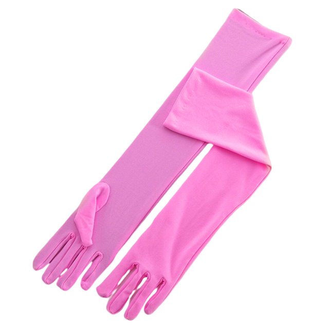 facefd 2pcs 45cm Multicolore Femmes Long Dîner Robe Gants Chaud Lait Dames Mitaines Gants Conduite Automne Festival Fête Rose Foncé