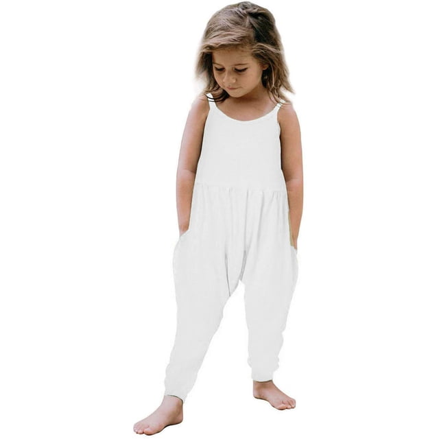 Girls Jumpsuit Solid Jumpsuits Rompers for Girls Sleeveless Rompers with Pockets Cute Teen Clothes 3T