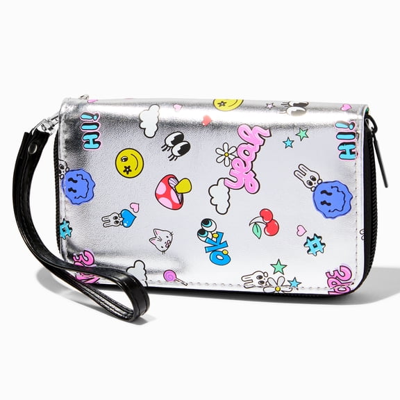 Claire's Trendy Icons Printed Wristlet Pink