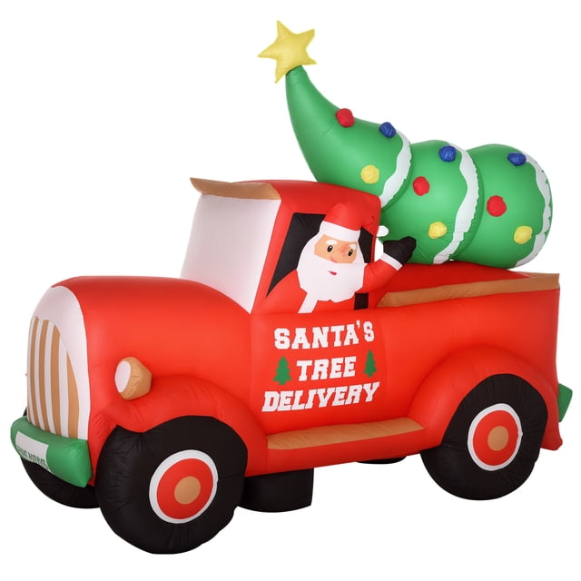 HOMCOM 6ft Christmas Inflatables Santa on Trunk Mounted Yard Decoration
