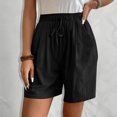 thumbnail image 4 of Gspmoly Shorts de Bain pour Femmes, Mode Printemps Été Décontractée Couleur Unie à Cordon, Shorts en Lin pour Femmes, Shorts Grande Taille pour Femmes jusqu'à 60 % de Rabais Noir m, 4 of 9