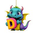 thumbnail image 2 of Fridja Personalized Dinosaur Christmas Ornament 26 Letters Hanging Pendant Ornaments 2024 Plastic Initial Monogram Xmas Tree Decorations with Hanging Rope Unique Customized Fun Gift for Kids (D), 2 of 4