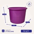 thumbnail image 4 of Homz 17 Gallon Indoor Outdoor Storage Bucket w/ Handles, Orchid (2 Pack), 4 of 7