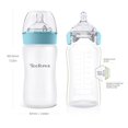 thumbnail image 3 of Yooforea Silicone Coated Glass Baby Bottle, 6M+ Fast Flow Nipple I Anti-Colic, Wide Neck, Stable Base I Medical-Grade Silicone Coating Shatter Protection, BPA BPS PVC Free (270 ML/9 OZ-Fog), 3 of 5