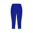 thumbnail image 4 of lcziwo Leggings Capri pour Femmes à Contrôle du Ventre, Longueur Genou, Capris Unis Confortables, Bleu, 4 of 6