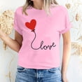 thumbnail image 1 of Meichang Hauts pour Femmes T-Shirts de la Saint-Valentin T-Shirts de Fête à Col Rond T-Shirts à Imprimé Cœur d'Amour T-Shirts à Manches Courtes Jolis Tees Blouses en Liquidation, 1 of 5