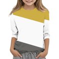 thumbnail image 1 of MeetoTime T-Shirt à Manches 3/4 Rayé Imprimé pour Enfants Col Rond Décontracté Ample Blouses pour Garçons Filles 3-12 Ans, 1 of 4