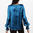 thumbnail image 4 of Women's Long Sleeve Tops, Casual Fashion Round Neck Blouse Solid Color Ruffle Shirt, Basic Tee for Fall Everyday Wear, Office Party Outfits, 4 of 7