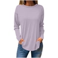 thumbnail image 1 of FAIWAD Women's Spring Long Sleeve Tunic Tops Round Neck Plus Size Solid Color Loose Pullover Tops, 1 of 3