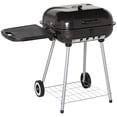 thumbnail image 1 of Outsunny Barbecue au Charbon avec Grille de Réchauffage et Table d'Appoint de Rangement, Fumoir de Barbecue Portable avec Couvercle, Contrôle de la Chaleur, Roues pour Cuisson Extérieure Camping Pique-Nique, Noir, 1 of 10