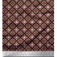 thumbnail image 1 of Soimoi Brun Poly Georgette Tissu Aster & Roses Damassé Tissu Imprimé 1 Yard 52 Inch Wide, 1 of 5