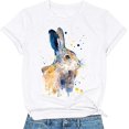 thumbnail image 1 of EGNMCR T-Shirt de Pâques pour Femmes T-Shirts de Pâques Imprimé de Pâques pour Femmes Motif Imprimé Lapin de Pâques Manches Courtes Col Rond T-Shirt Ample T-Shirt pour Femmes, 1 of 3