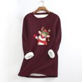 thumbnail image 2 of Hauts à Col Haut pour Femmes Automne et Hiver Mode Décontractée Tempérament Peluche Chaude sous-Couche Imprimé de Noël Pull Manches Longues Col Rond Long Pulls de Noël pour Femmes, 2 of 7