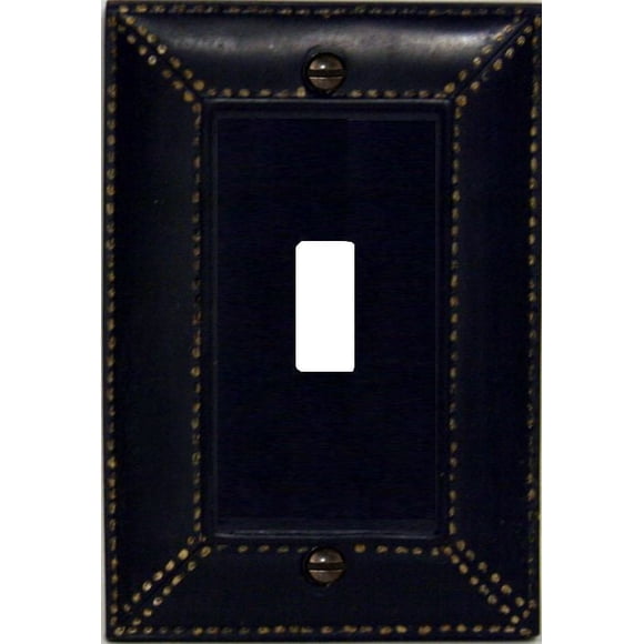 Atron Electro Industries Leather Look Black Toggle Wall Plate