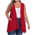 thumbnail image 1 of Plus Size Women Sleeveless Cardigan Open Front Lightweight Coat Draped Solid Color Long Vests with Pockets Oversized Cardigan Sweaters for Lady L, 1 of 7