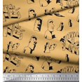 thumbnail image 2 of Soimoi Georgette Viscose Fabric Easter Island Statue Face Decor Fabric Printed Yard 42 Inch Wide, 2 of 3