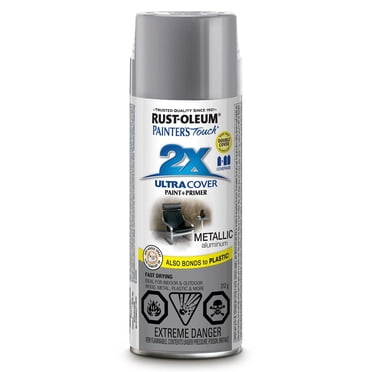 Rust-Oleum Painter's Touch 2X Interior/Exterior Ultra Cover Multi-Purpose Paint and Primer in Metallic Aluminum, 340g Spray Paint