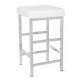 thumbnail image 1 of 26" Backless Stool in White Fabric with Polished Chrome Legs, 1 of 4