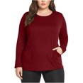 thumbnail image 1 of Women's Plus Size Long Sleeve Tunic Top Crew Neck Basic Oversized T Shirts Blouse with Pockets, 1 of 5