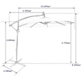thumbnail image 3 of Costway 10FT Patio Offset Umbrella Solar Powered LED 360Degree Rotation Aluminum Navy, 3 of 10