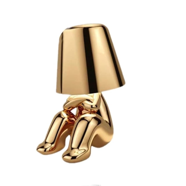 Mistaha Golden Lampe de Table Thinker avec Commande Tactile, Fonction à Intensité Réglable et Design Unique pour Pose Assise - Matériau en Résine, Câble de Chargement USB - Décor Moderne pour Chambre, Salon, Salle de Lecture