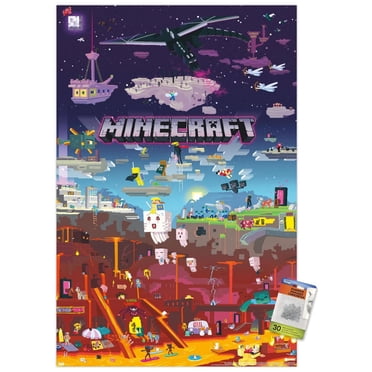 Minecraft – World Beyond 22.375" x 34" Wall Poster with Beechwood Magnetic Frame, by Trends International
