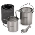 thumbnail image 4 of Ensemble de 3 Pcs en Titane Léger, Pot en Titane 750 ml, Tasse 450 ml, Tasse avec Couvercle, Poignée Pliable, Spork Pliable pour Camping, Randonnée, Backpacking en Plein Air, Pot 750 ml et Tasse 420 ml et Spork, 4 of 7