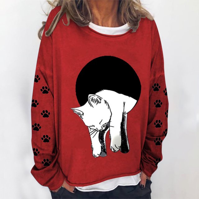 Chandails à Capuchon de Mode pour Femmes 2023 Oversize Texte Drôle Lettre Imprimée Col Rond Manches Longues Chandail en Molleton Ample Chandail Blouse 50 % de Rabais Liquidation Costumes Halloween/noël