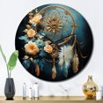 thumbnail image 1 of Designart "Gilded Dreams Gold Dream Catcher I" Landscapes Oversized Wall Clock, 1 of 6