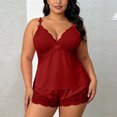thumbnail image 3 of Jovati Ensembles de Vêtements de Nuit pour Femmes, Camisole en Dentelle à Bretelles Spaghetti à Col en V avec Shorts en Satin Assortis, Coupe Décontractée, Fermeture à Enfiler, Tissu à Séchage Rapide, Tenue d'Intérieur pour Toutes les Saisons, 3 of 9