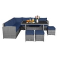 thumbnail image 2 of Patiojoy Ensemble de Conversation d'Extérieur en Osier, 7 Pcs, avec Coussins Bleu Marine, 2 of 9
