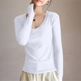 thumbnail image 2 of Yuyuzo T-Shirts à Manches Longues pour Femmes Col Rond Chandail Top Couleur Unie Basique T-Shirts Couche de Base, 2 of 7