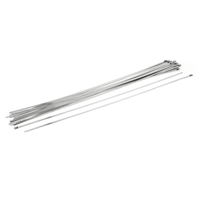 Unique Bargains 24 Inch 304 Stainless Steel Locking Cable Zip Ties Silver Tone 25pcs
