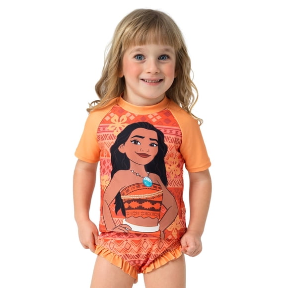 Disney Princess Maillot de Bain pour Tout-Petites Filles Moana Maillot Dermoprotecteur Ensemble 2 Pcs Tailles 2-6