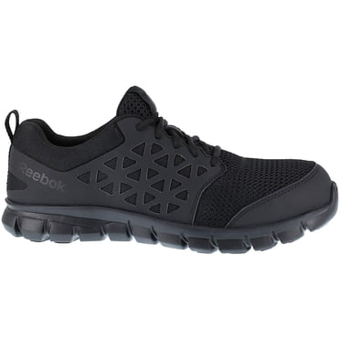 Reebok Work Mens Sublite Cushion Work Composite Toe ESD Shoes Casual Work & Safety Shoes, Black, 4
