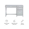 thumbnail image 3 of Linon Peggy Side Storage Wood Desk with 4 Drawers Silver Hardware in Gray, 3 of 19