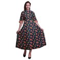 thumbnail image 1 of Bimba Robe Chemise à Imprimé Floral à Boutons, Col Mandarin, Manches Retroussables - X-Grand, 1 of 5