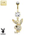 thumbnail image 2 of Belly Button Ring 14kt Solid Gold Playboy Bunny Dangle Navel Ring 14g, 2 of 2