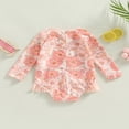 thumbnail image 4 of Toddler Baby Girl Jumpsuit Swimsuit Flower Print Long Sleeve Ruffle Spring Summer Bikini Bathing Suit Green 9-12 Months, 4 of 8
