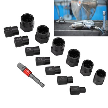 Ensemble de Douilles à Vis Hexagonale, 14 Pcs Extracteur d'Écrou, Douilles à Vis Hexagonale, Extracteur de Boulons Endommagés, Méticuleusement Conçu