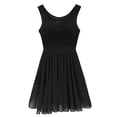 thumbnail image 4 of Miaeowve Robe de Danse Courte pour Femmes en Mousseline, Ourlet Haut-Bas, Justaucorps Superposé, Robe Courte, Vêtements de Danse Lyrique, Noir, TG, 4 of 7