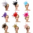 thumbnail image 1 of Accessoire de Tête pour Femmes pour Cocktail et Thé, Chapeau Fascinateur, Plume Florale, Pince à Cheveux en Maille, 1 of 8
