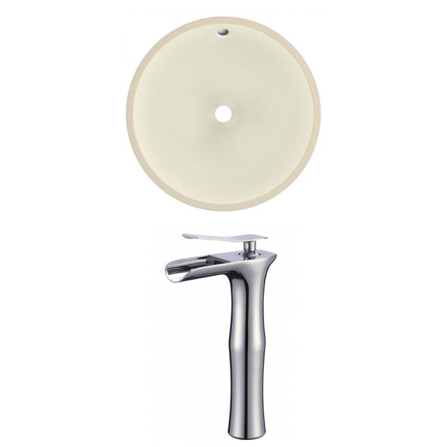 16-in. W Round Bathroom Undermount Sink Set In Biscuit - Chrome Hardware AI-22866