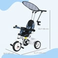 thumbnail image 3 of Qaba 6 in 1 Kids Tricycle with Removable Handlebar and Canopy, Blue, 3 of 10