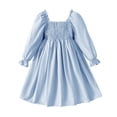 thumbnail image 3 of Kcodviy Fille Été Nouvelle Jupe Robes d'Été pour Filles Jupe à Volants à Manches Longues Robe Fille Grande Taille Robe Taille Haute pour Robe Rétro pour Tout-Petites Filles, 3 of 9