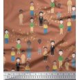 thumbnail image 1 of Soimoi Brown polyester Crepe Fabric Human Group Decor Fabric Printed Yard 52 Inch Wide, 1 of 3