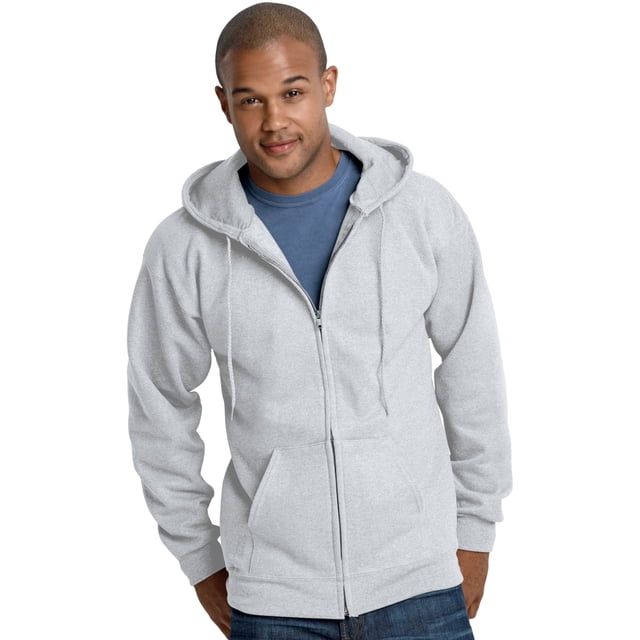 Hanes Ultimate Cotton Adult Fleece Full-Zip Hoodie , S, Ash
