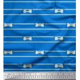 thumbnail image 1 of Soimoi Blue Poly Georgette Fabric Bow & Stripe Fabric Prints By Yard 52 Inch Wide, 1 of 1
