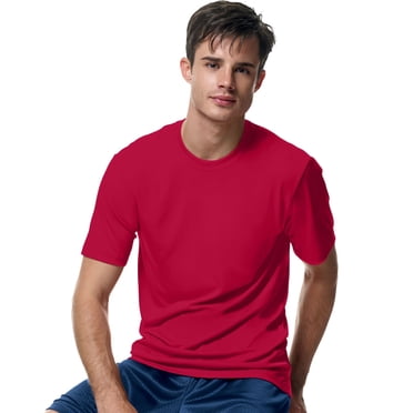 Hanes T-Shirt pour Homme Cool DRI Sans Étiquette, 2TG, Rouge Foncé